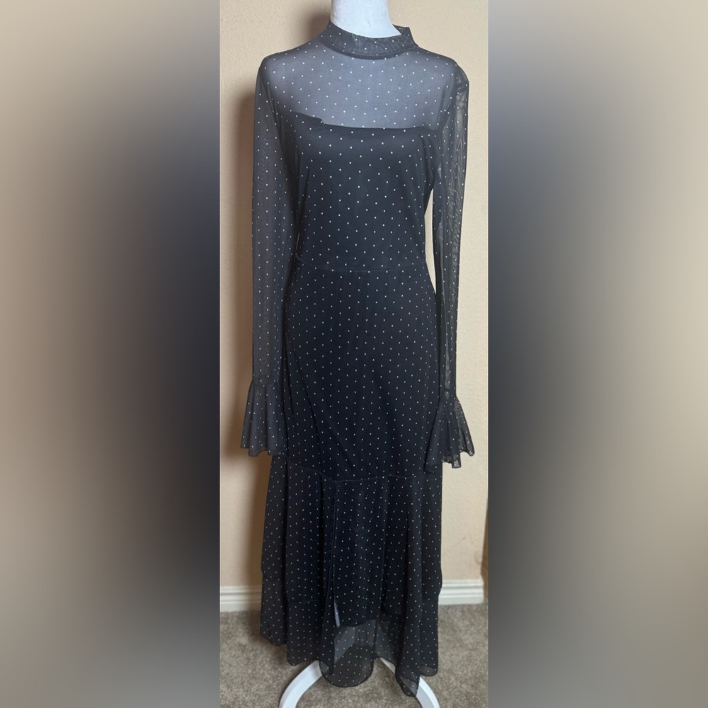 Elegant black Polka Dot Dress